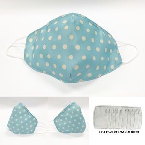 Polka dot Face Mask w/ filters and nose adjustable